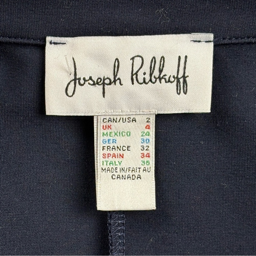 Joseph Ribkoff Jacket Women’s 2 Navy Ponte Knit Cocoon Drape Collar Avant Garde - Picture 8 of 15